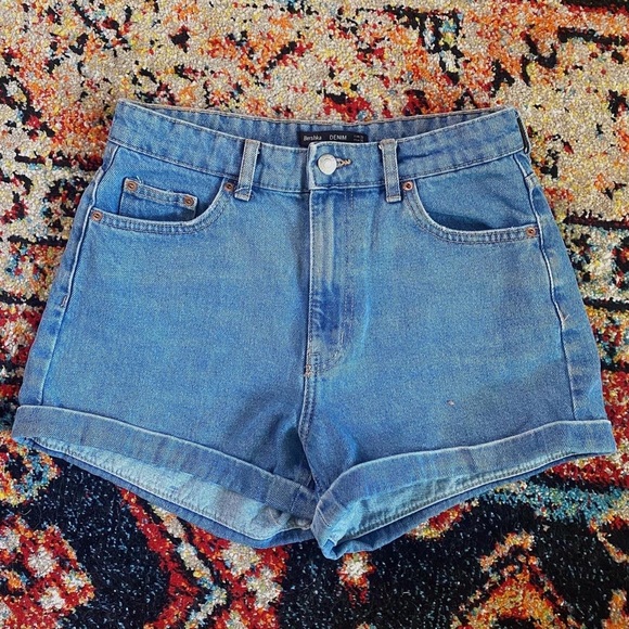Bershka Roll-up High Rise Denim Shorts - Picture 7 of 9